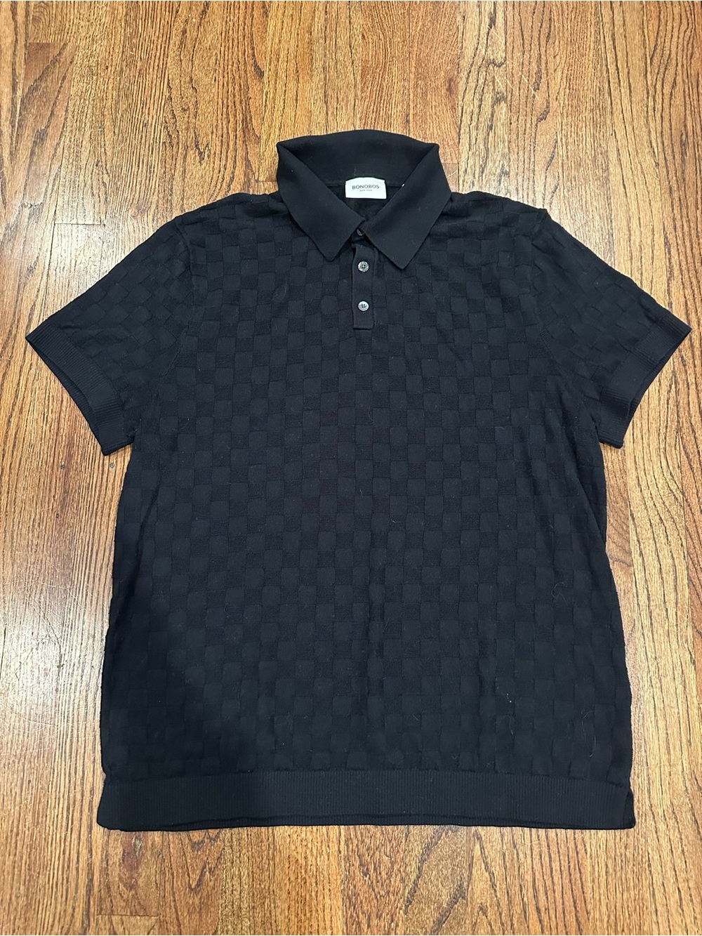 Bonobos Men's Black Checker Knit Polo
